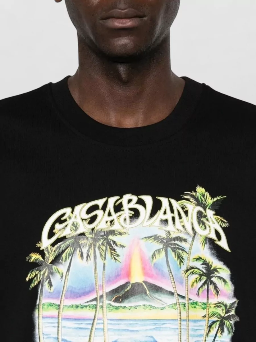 Casablanca Tropical Print Cotton T-Shirt