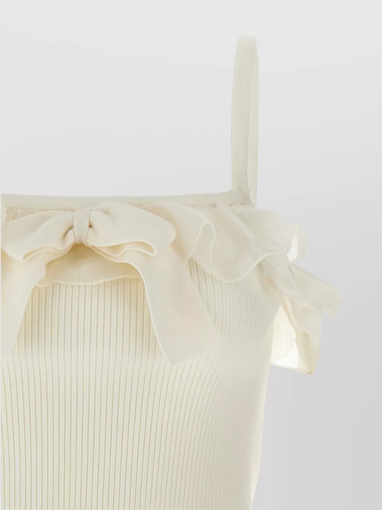 Alessandra Rich Ribbed Camisole With Frills And Bow