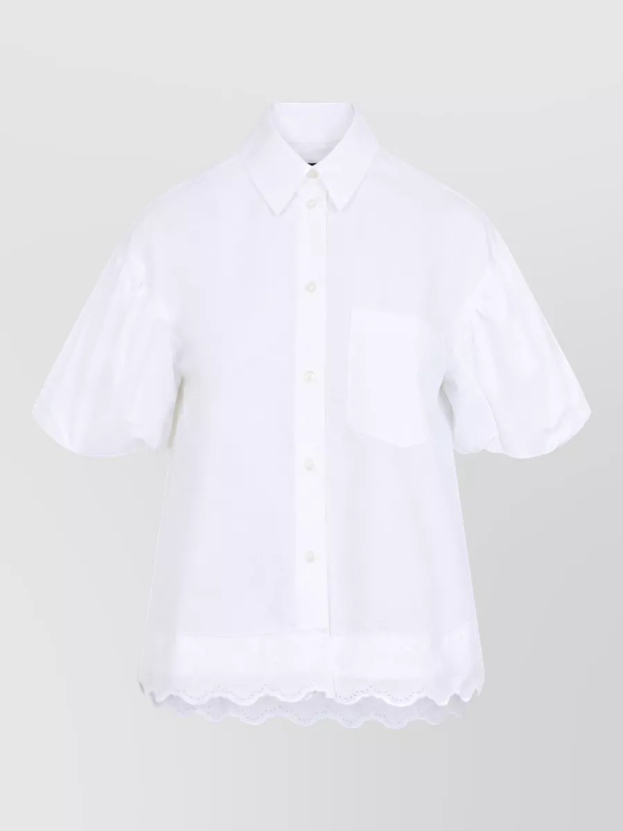 Simone Rocha cropped puff sleeve lace cotton shirt