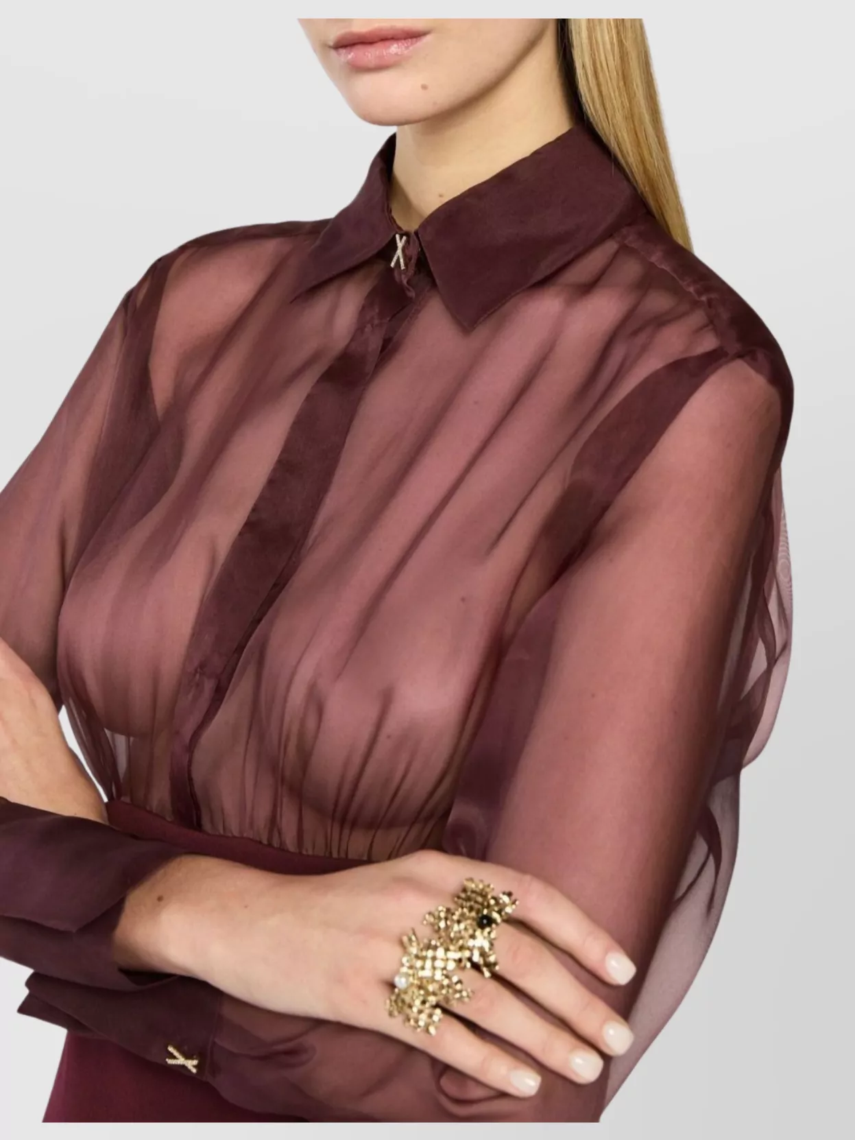 Genny Long Sleeve Midi Dress With Back Slit In Burgundy