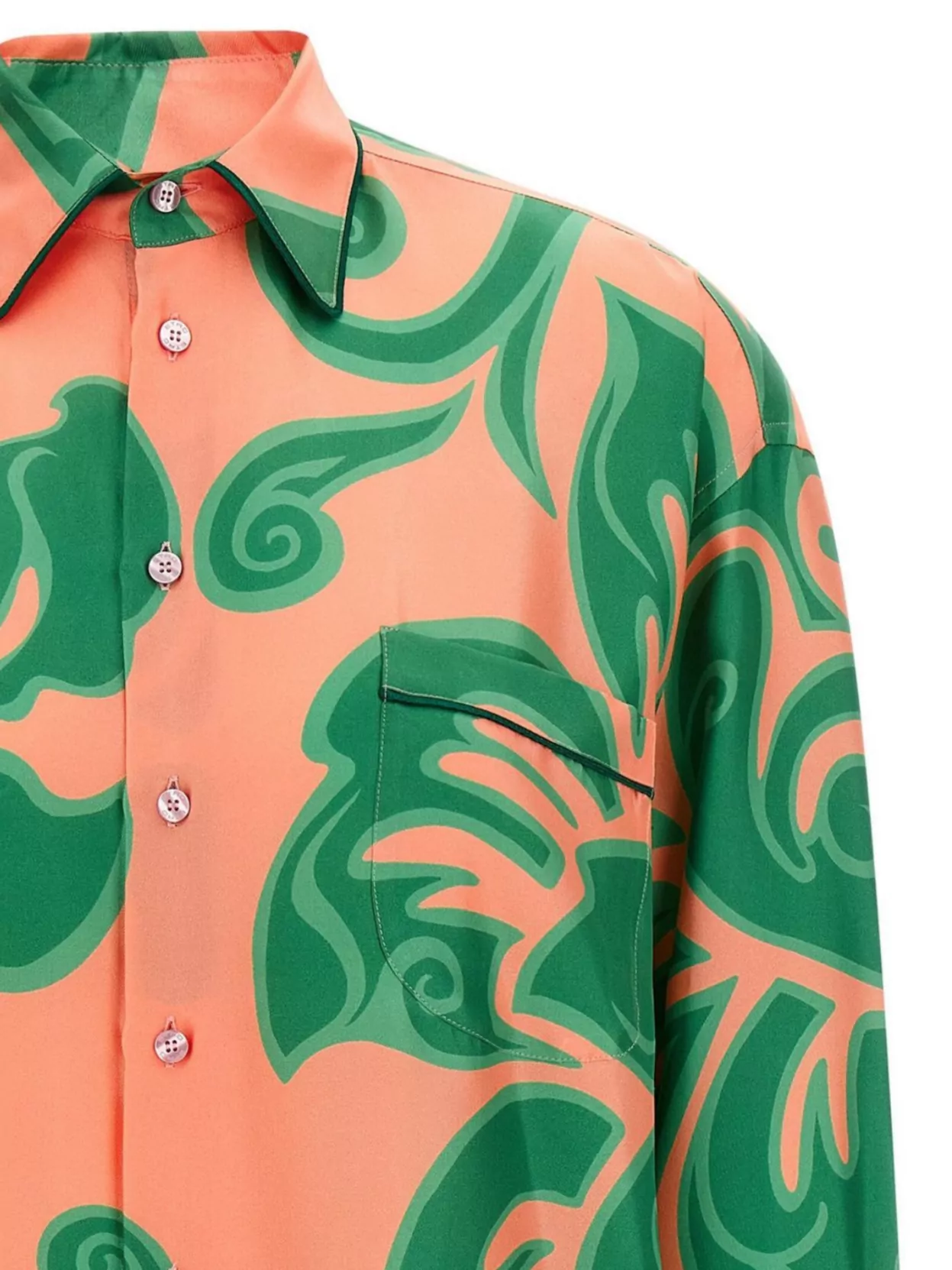 Etro Bold Floral Print Long Sleeve Shirt With Chest Pocket
