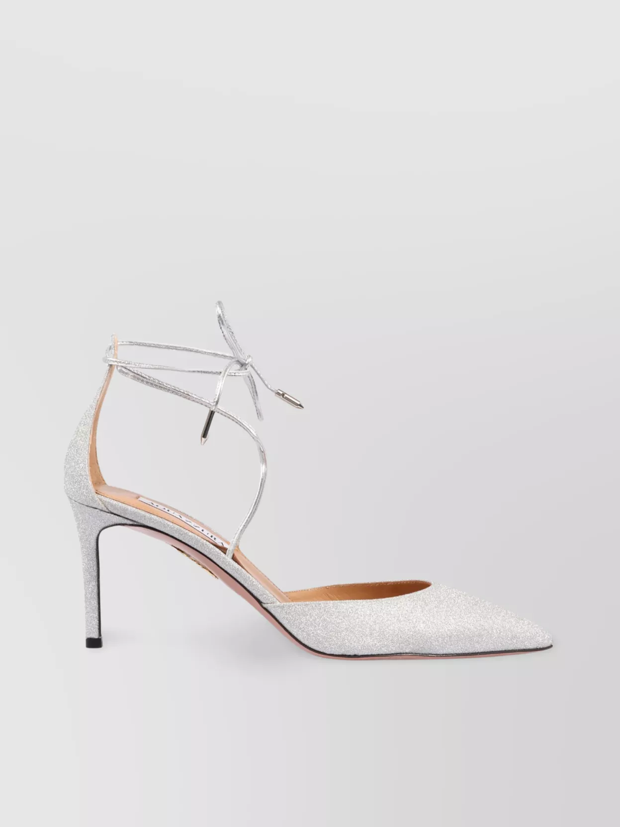 Aquazzura Glitter Ankle Strap Stiletto Pumps In Grey