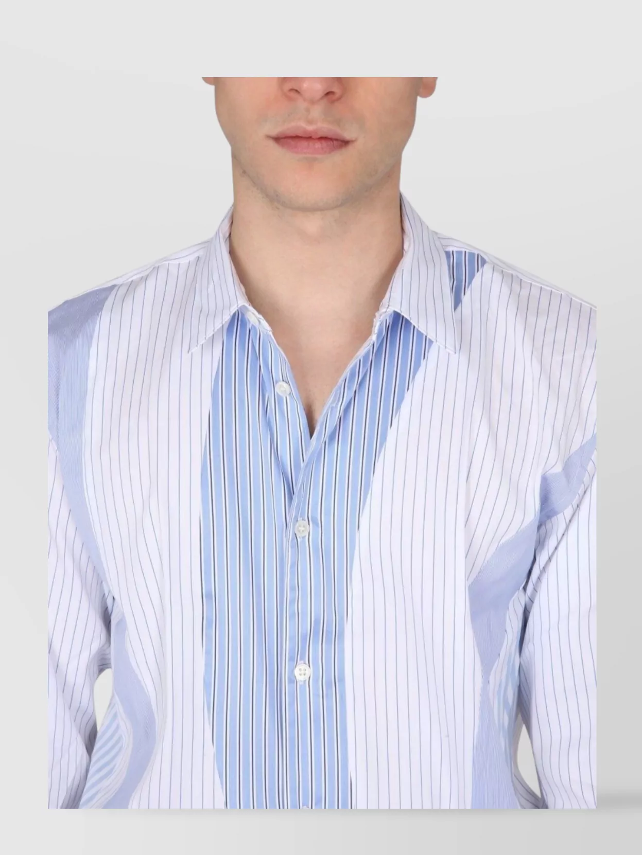 Comme Des Garçons Striped Cotton Shirt With Button-Down Collar