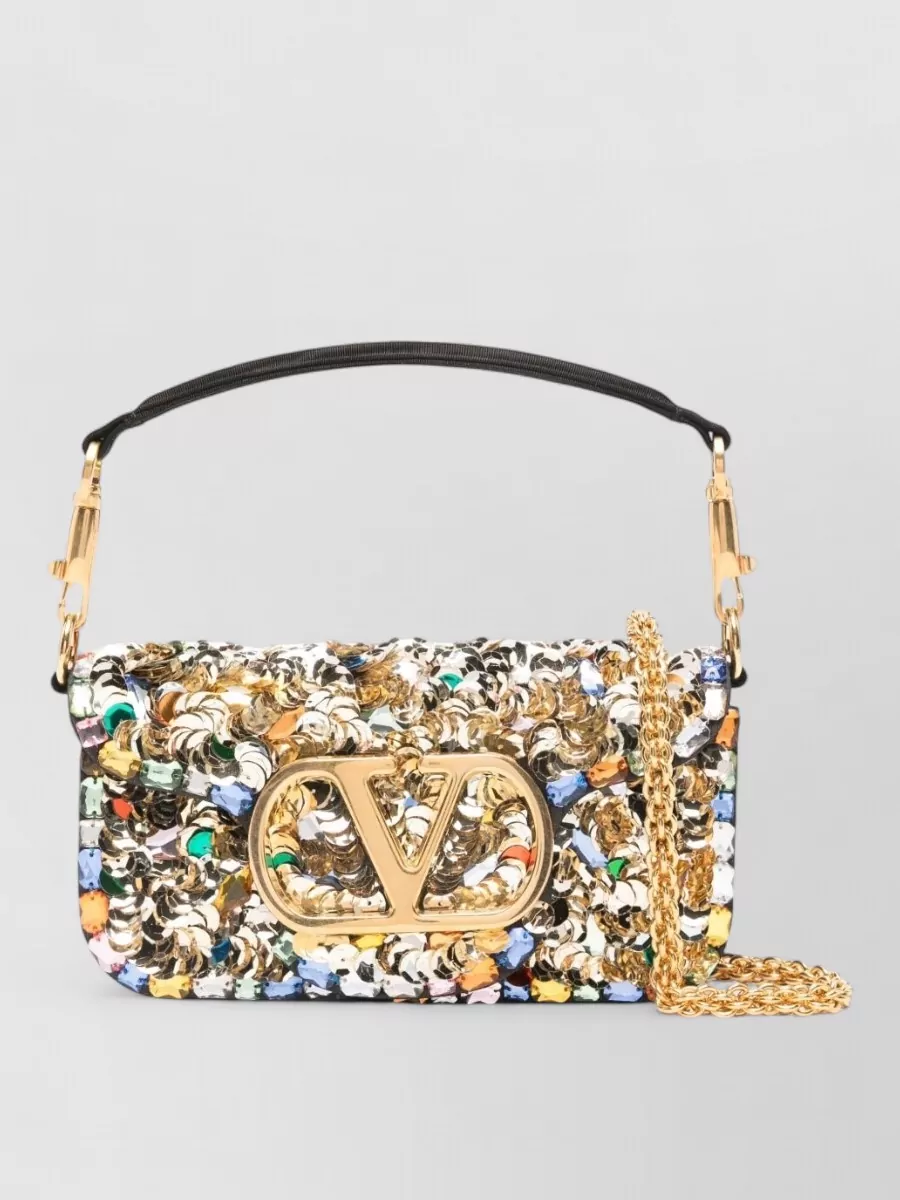 Valentino Garavani vlogo signature small silk embellished clutch bag