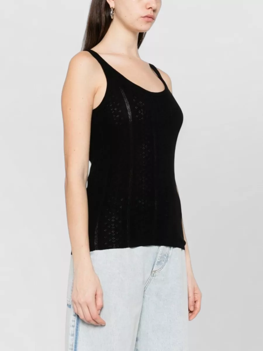 Herskind Merino Wool Ribbed Sleeveless Scoop Neck Knitted Top
