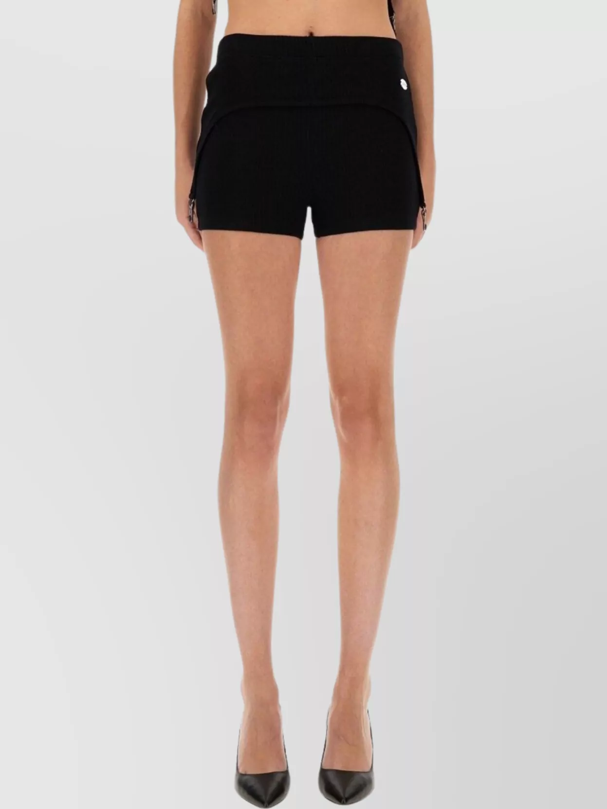 Jean Paul Gaultier High Waist Ribbed Shorts With Zipper And Button