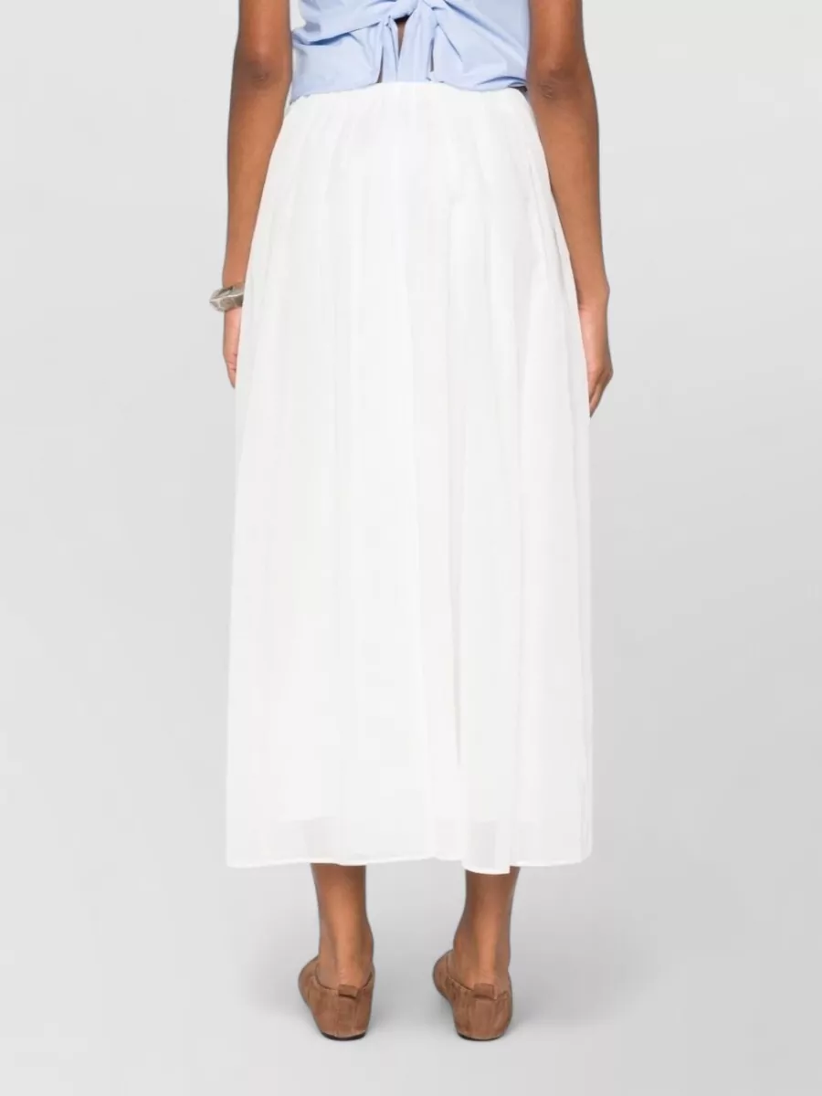 Brunello Cucinelli Long Flowing Cotton Skirt With Sheer Overlay