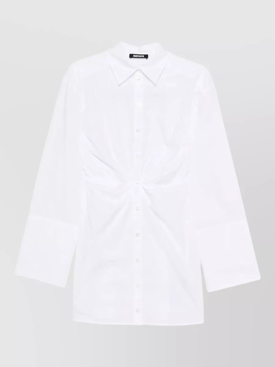 Rotate cotton gathered knotted shirt mini dress