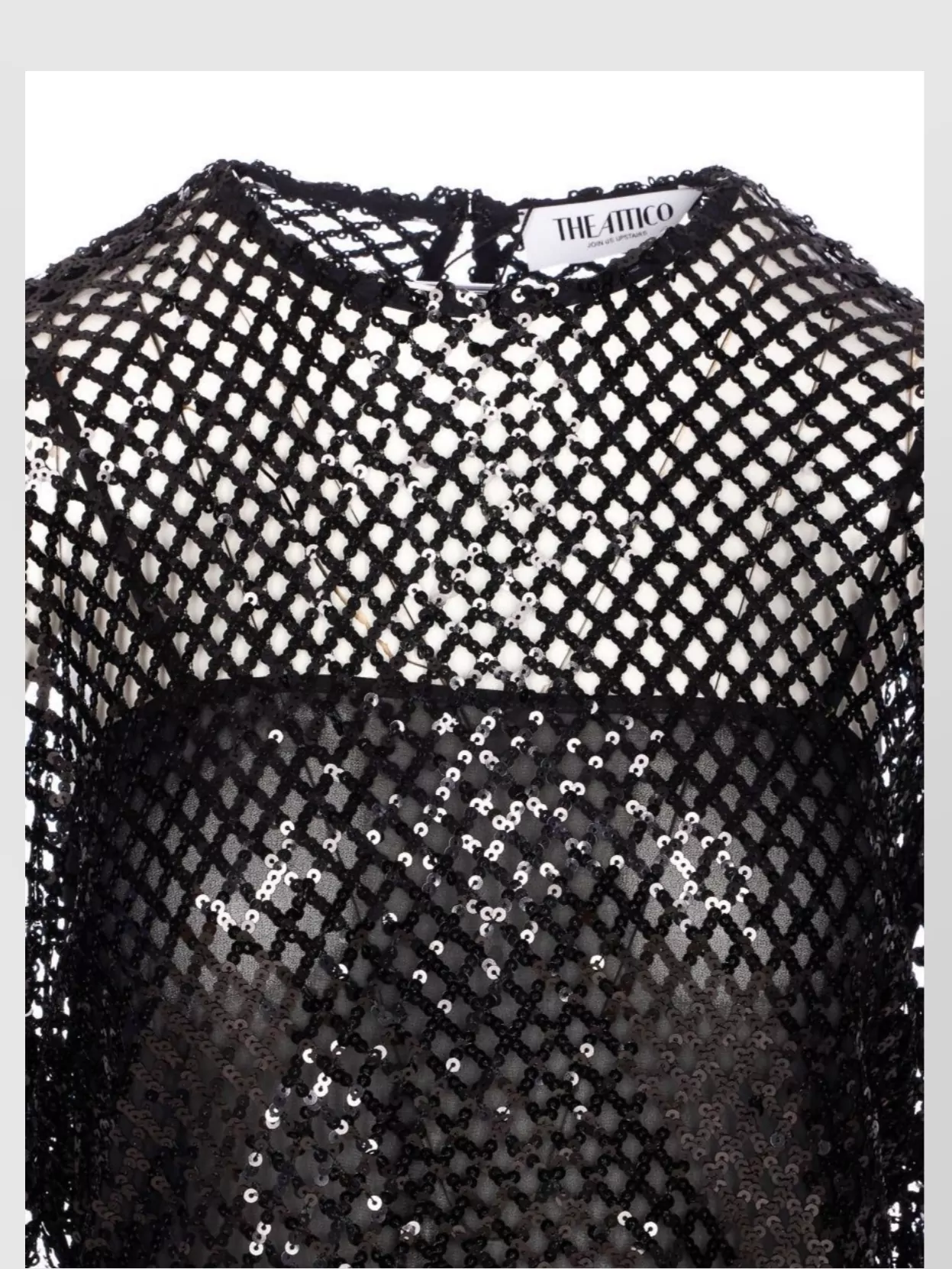 Attico Sequin Embellished Mesh Mini Dress In Black