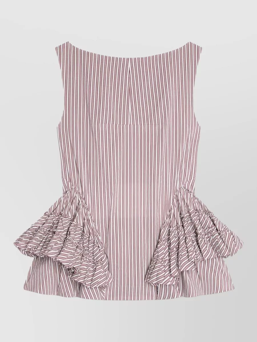 Dries Van Noten Striped sleeveless boat neck peplum top
