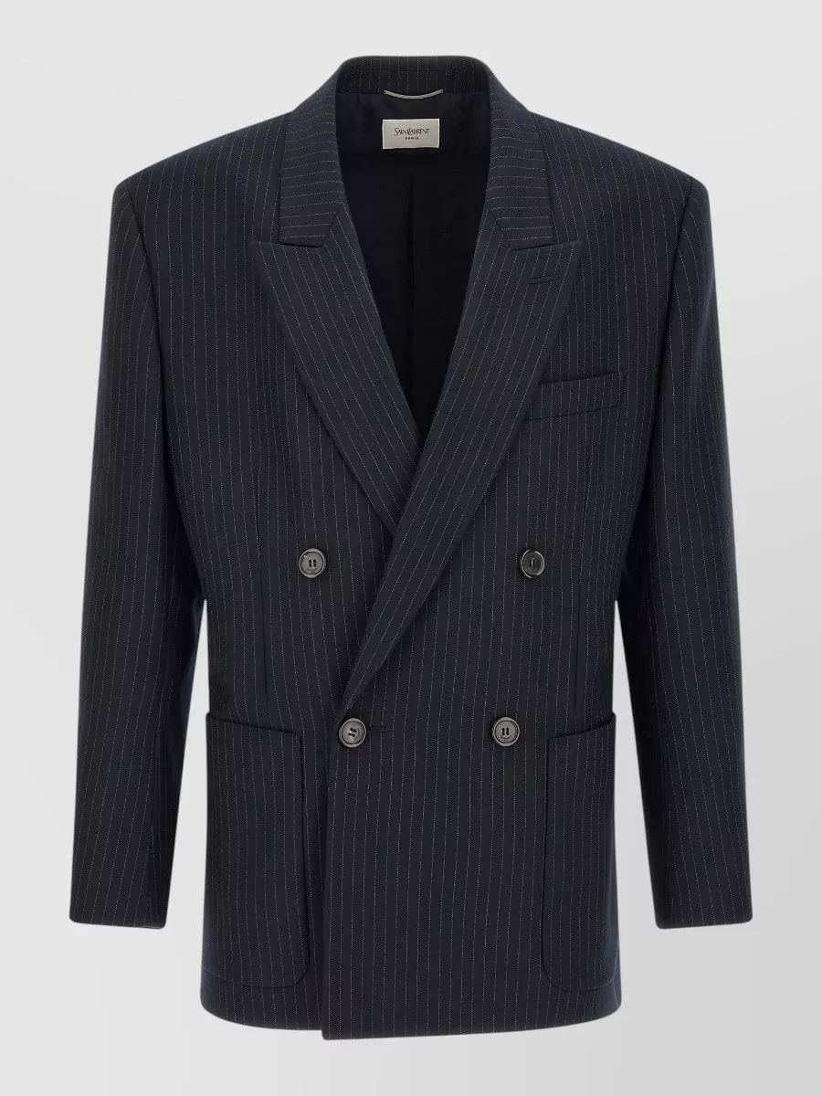 Saint Laurent pinstriped double-breasted wool blazer