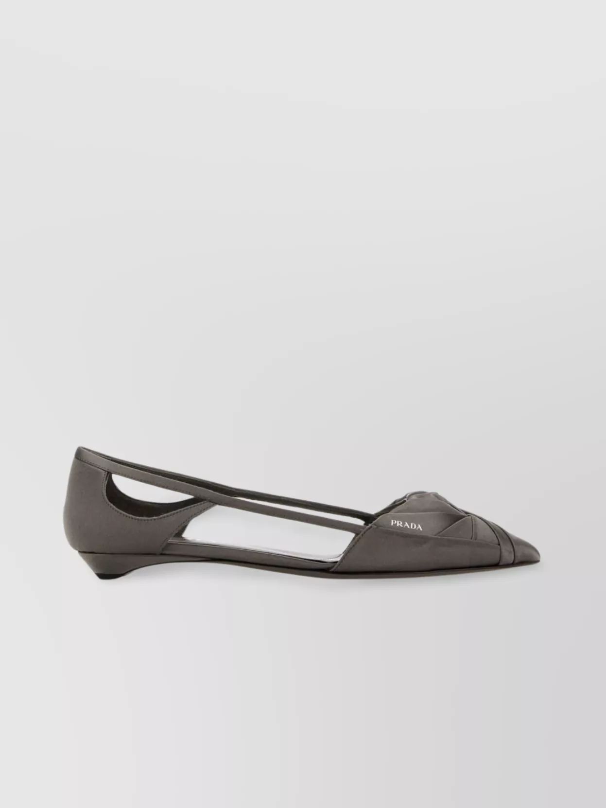 Prada Satin Ballerinas With Cut-out Design And Pointed Toe