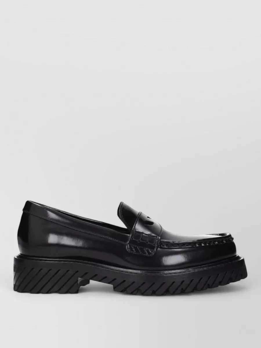 Off-White Leather Slip-On Loafers