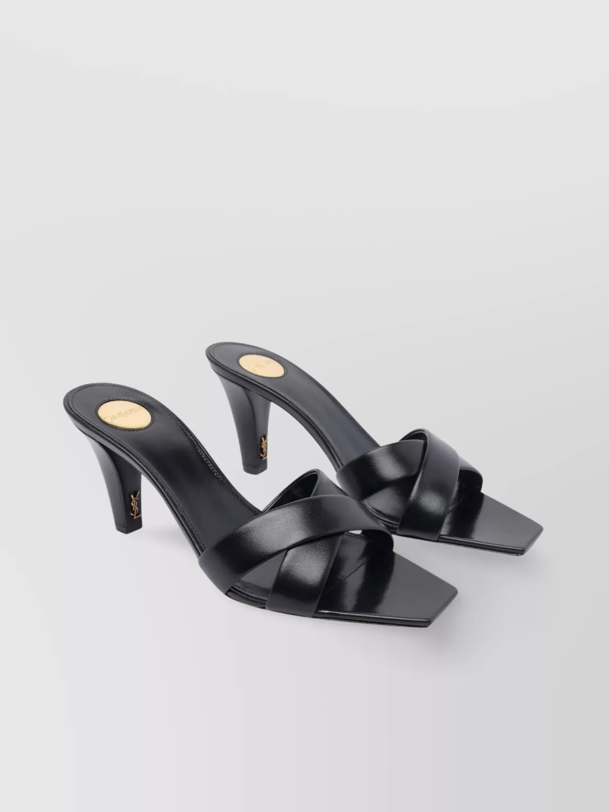 SAINT LAURENT JILL MULES WITH SQUARE TOE AND CROSS STRAP DESIGN 