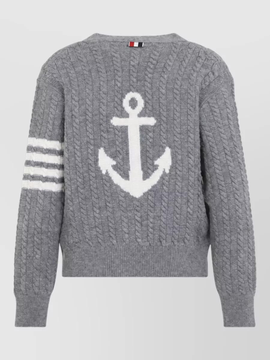 Thom Browne Cable-Knit V-Neck Cardigan