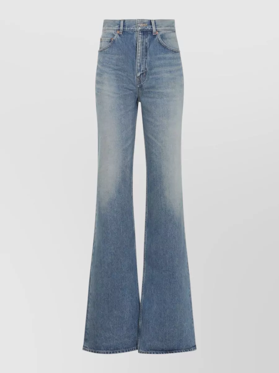 Saint Laurent Cotton High-Rise Flared Jeans
