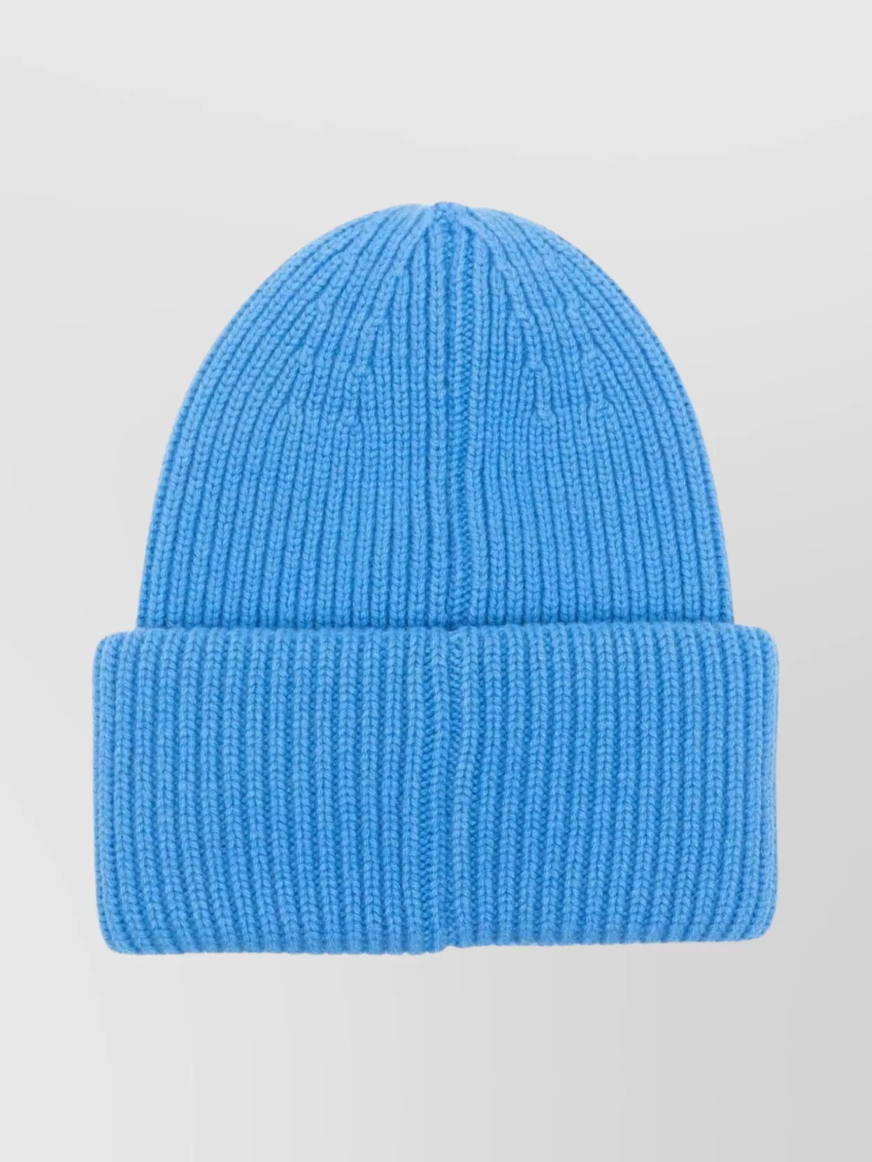 Moncler Ribbed Knit Hat Turn-up Brim In Blue