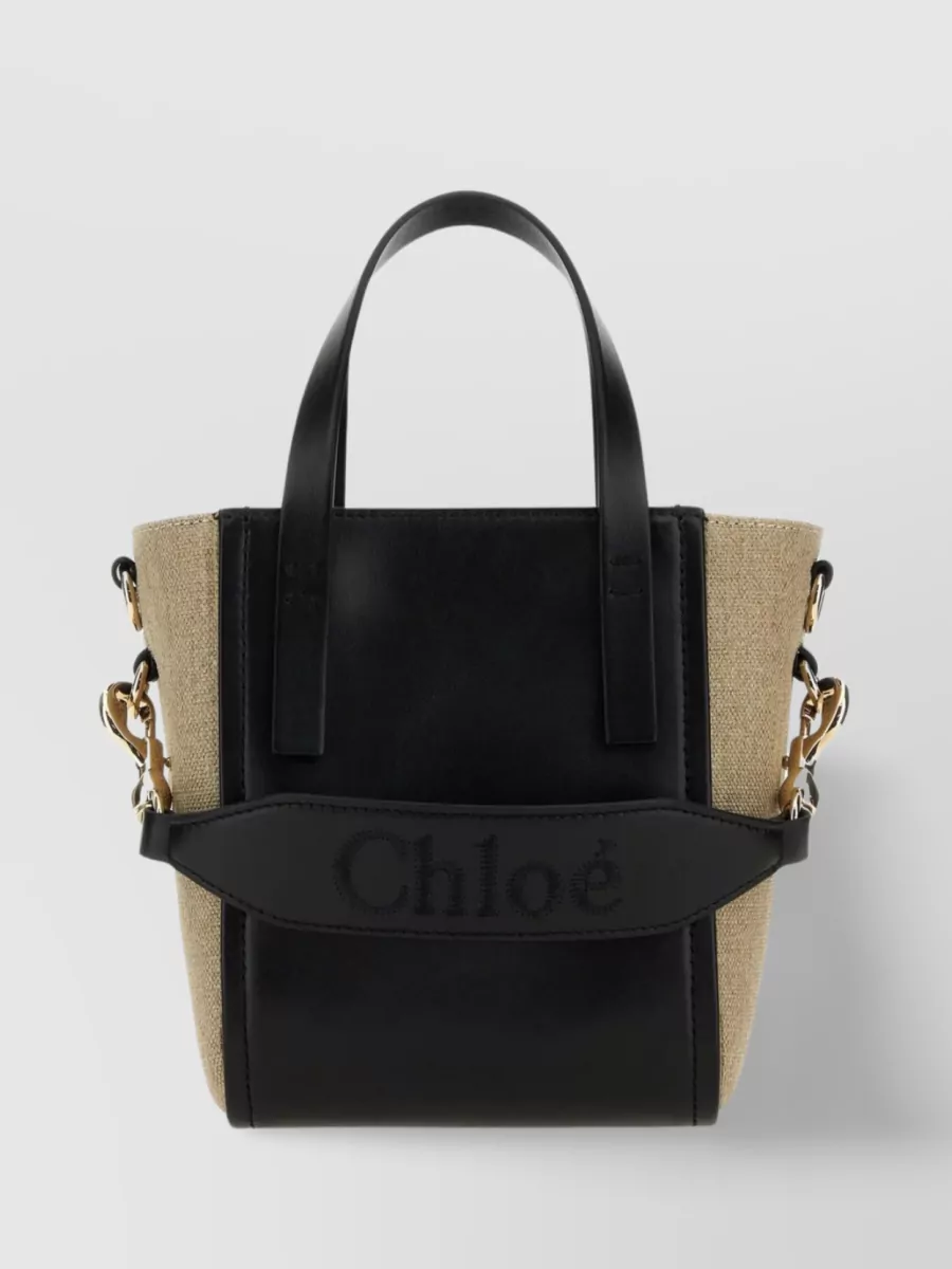 Shop Chloé Canvas And Leather Small Sense Tote Bag In Black