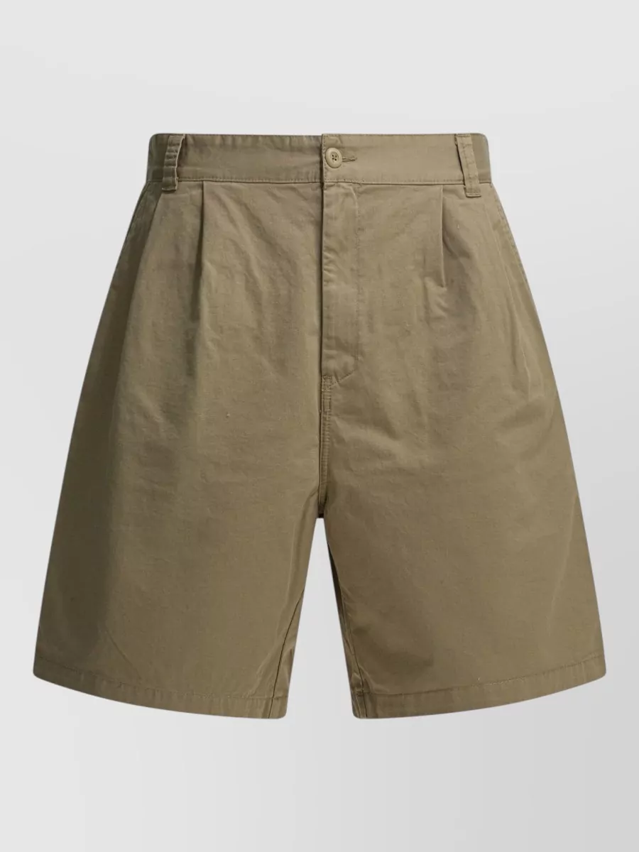 Carhartt Wip Cotton Pleated Wide-Leg Mid-Rise Bermuda Shorts