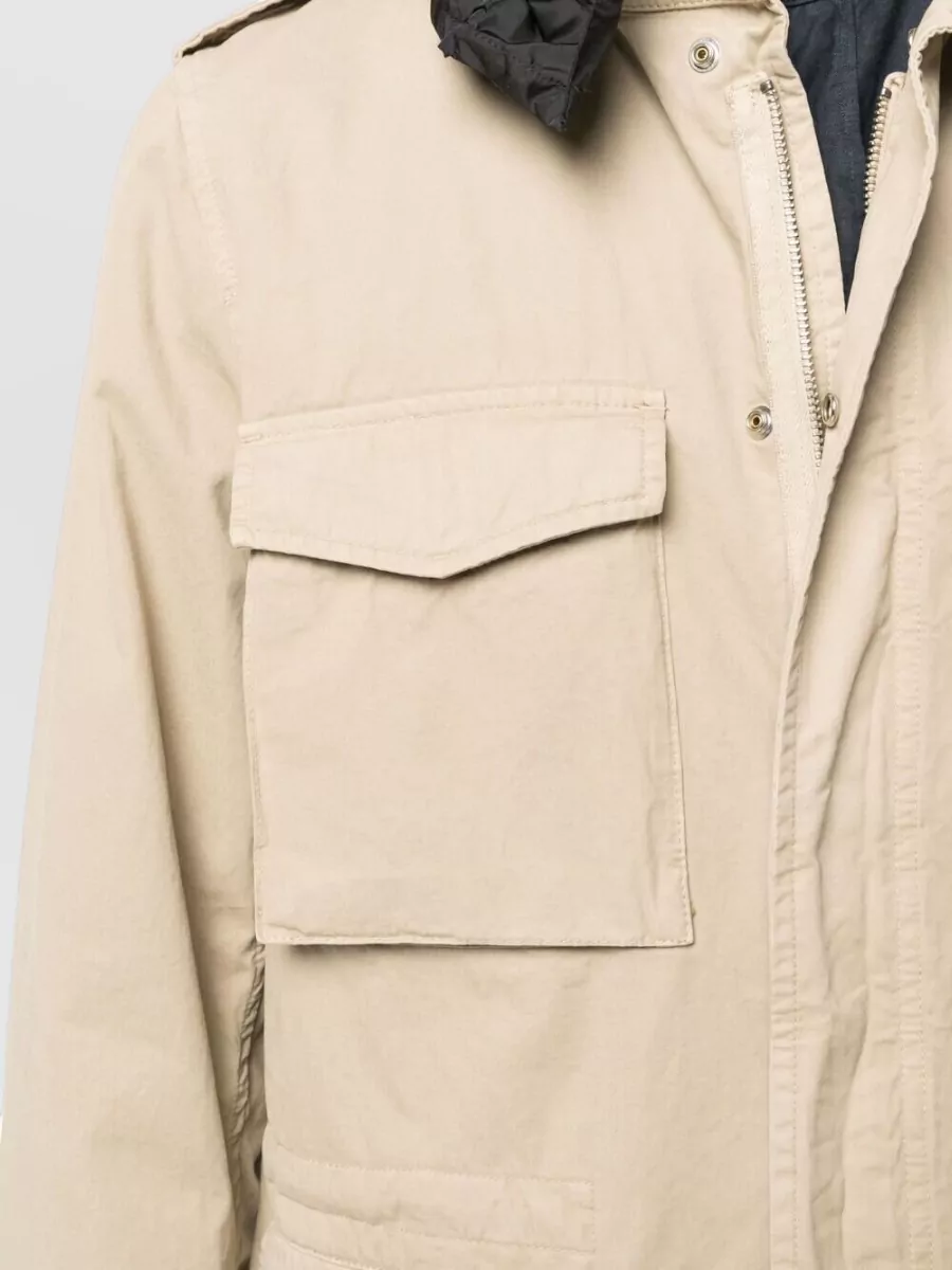 Aspesi Utility Jacket Adjustable Waist Epaulettes High Collar