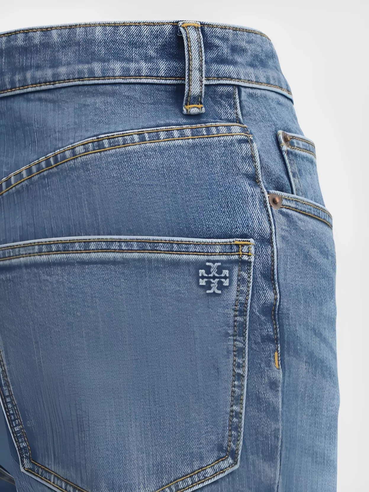 Tory Burch Customizable Belt Cropped Flare Jeans In Blue