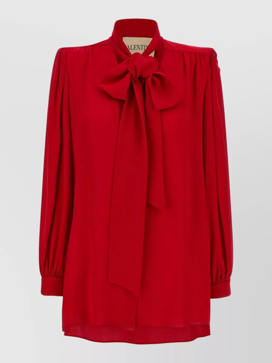Valentino Garavani Silk bow-collar long-sleeve blouse