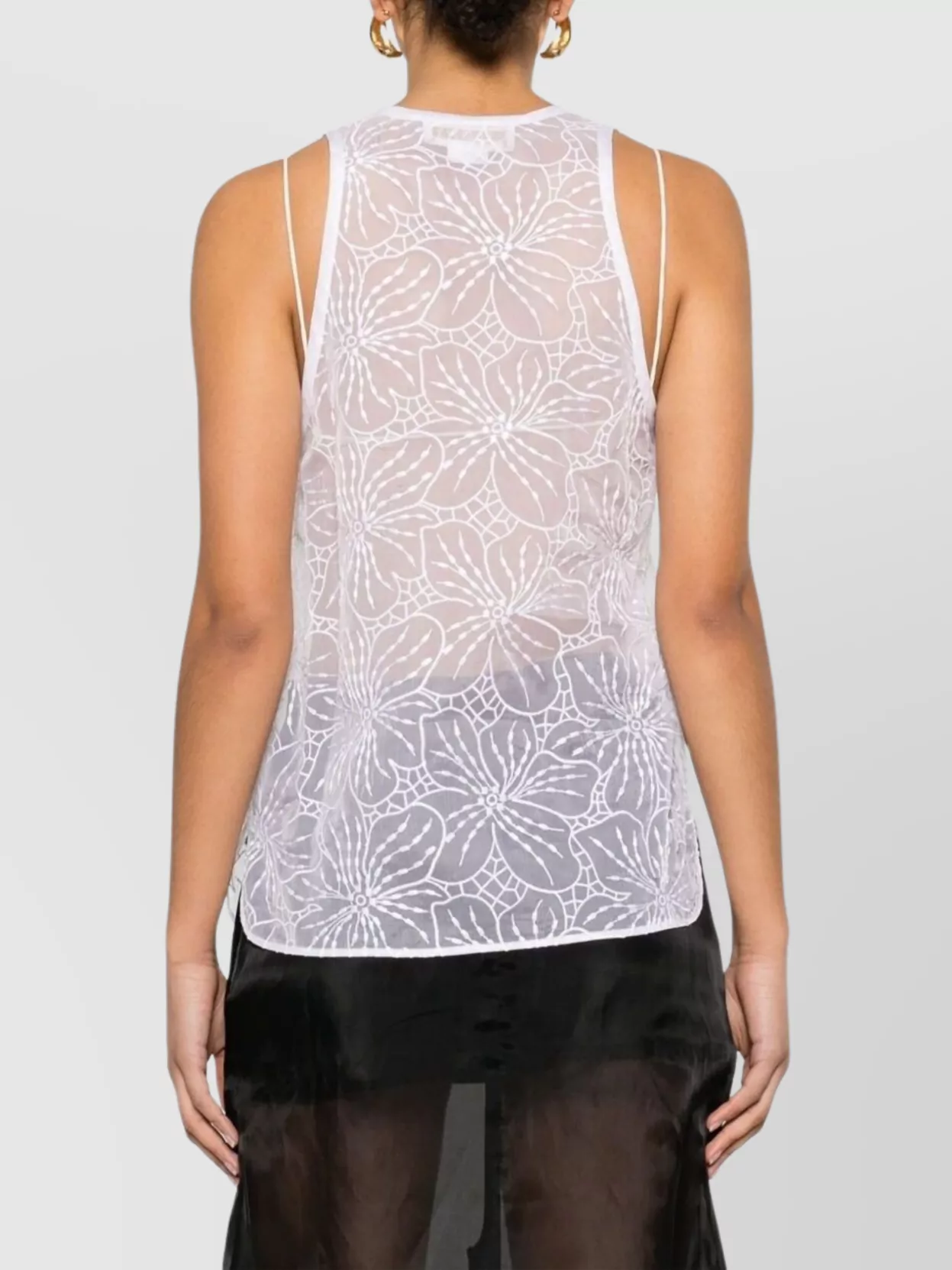Genny Floral Pattern Silk Tank Top