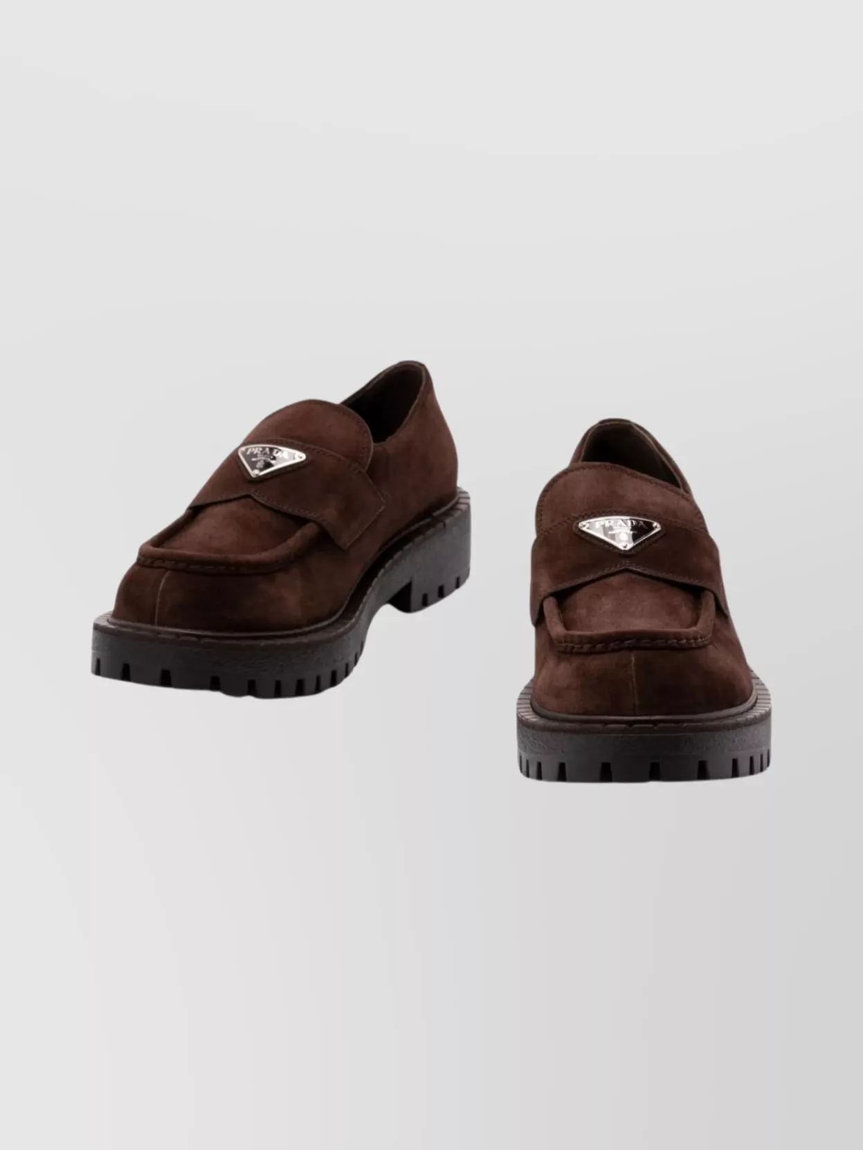 Prada Chunky Sole Suede Slippers With Round Toe In Brown