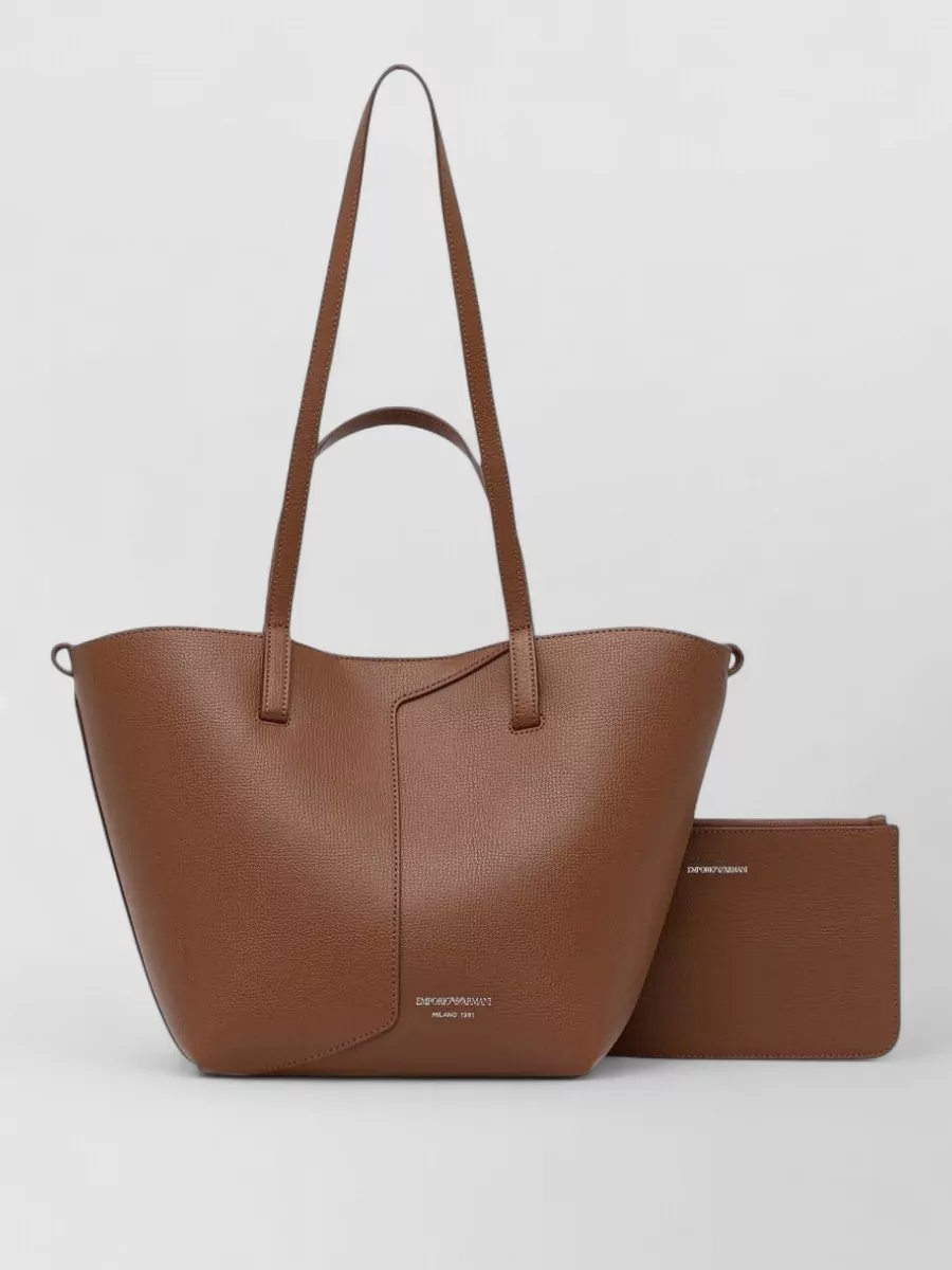 Emporio Armani leather logo print tote bag