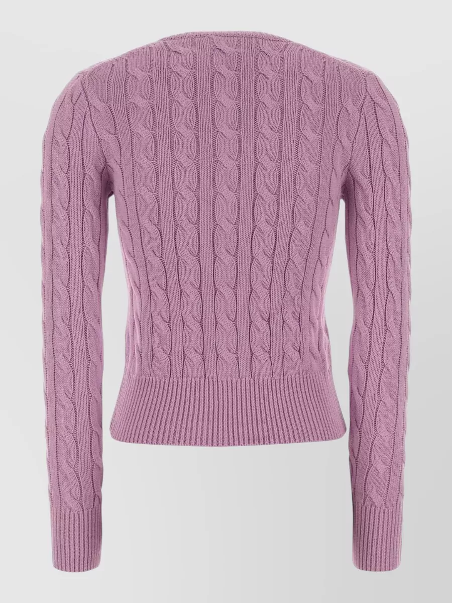 Polo Ralph Lauren Long Sleeve Cable Knit Cotton Cardigan In Purple