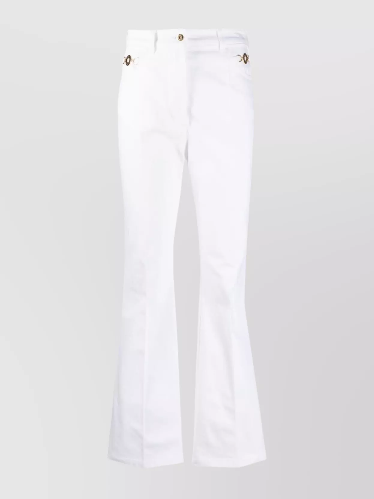 Shop Patou Elevated Flared High-rise Trousers In White