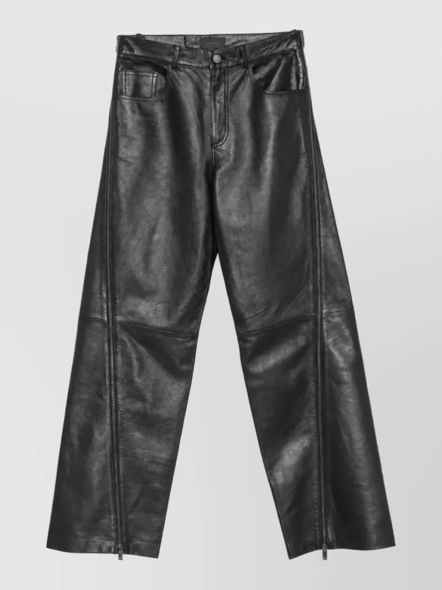 Haikure leather straight-leg trousers