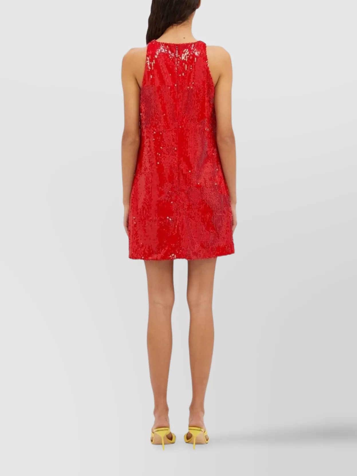 Msgm Halterneck Sequin Mini Dress With Side Pockets