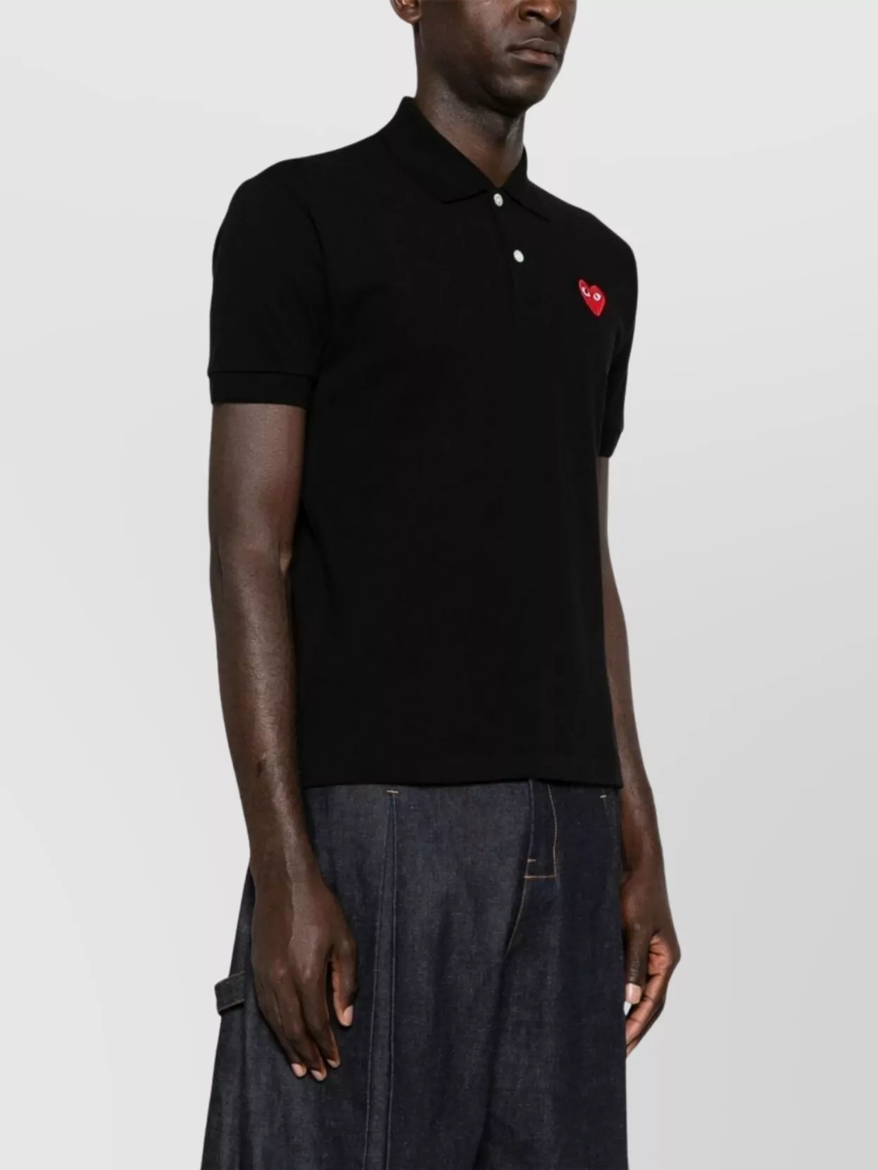 Comme Des Garçons Cotton Logo Polo Shirt With High-Low Hem