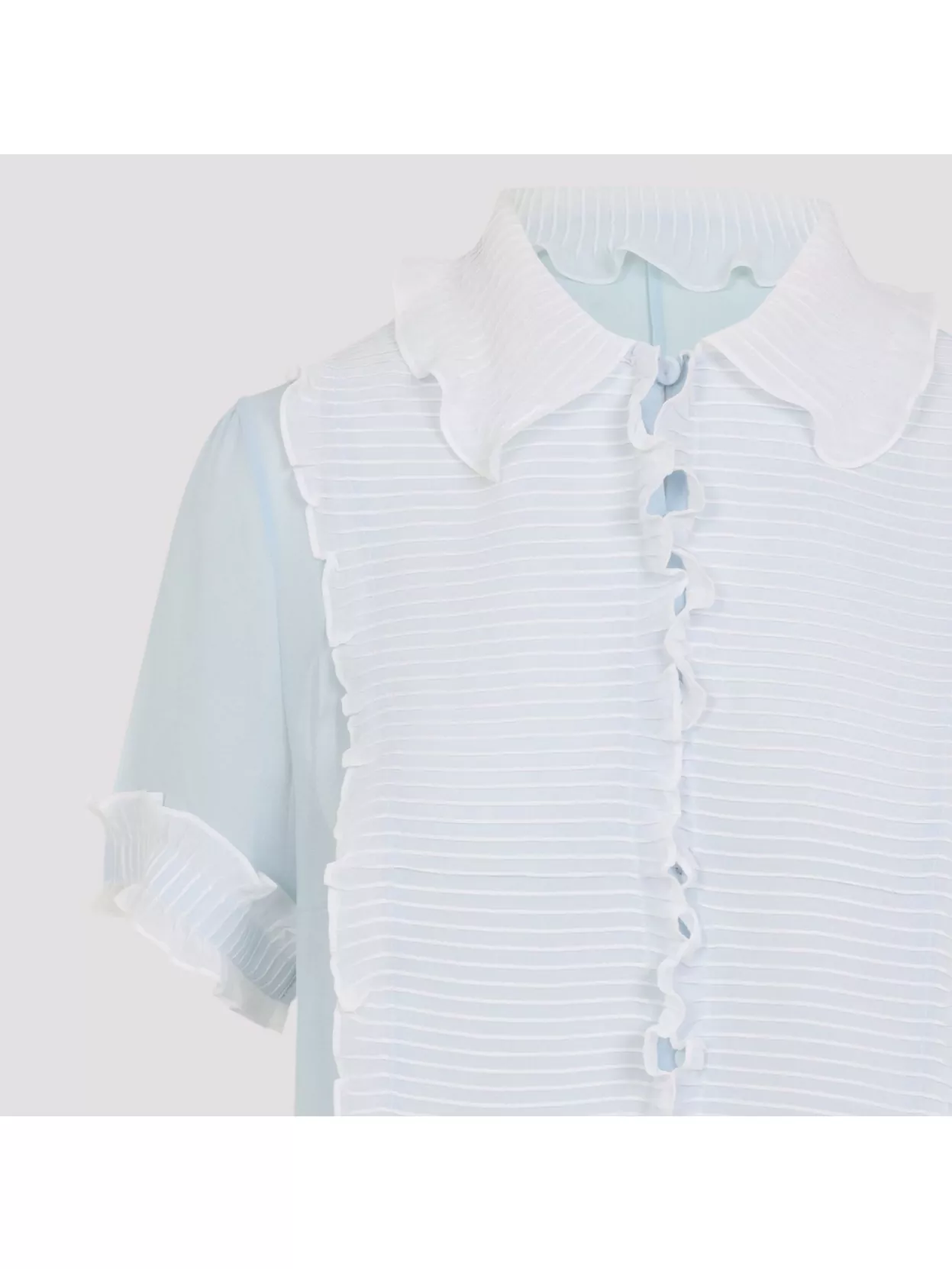 Shop Jil Sander 115 Pl Silk Shirt With Ruffled Collar