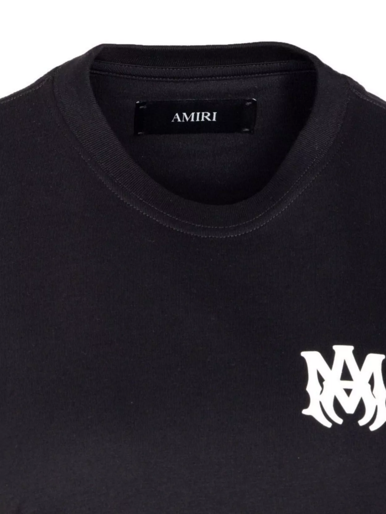 Shop Amiri Crewneck Short Sleeves Straight Hem Logo Print