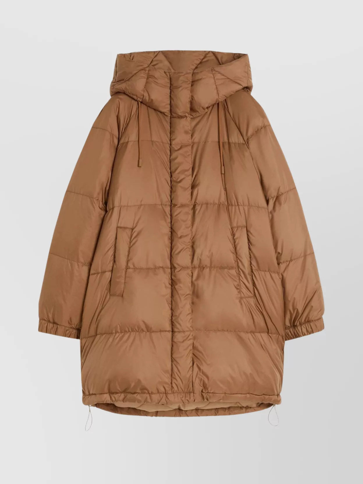 Weekend Max Mara Long Hooded Quilted Coat And Pockets In Brown