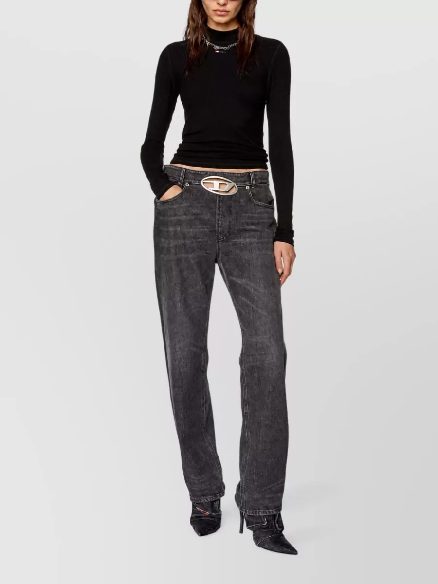 Diesel Ribbed Long-Sleeve High-Neck Top