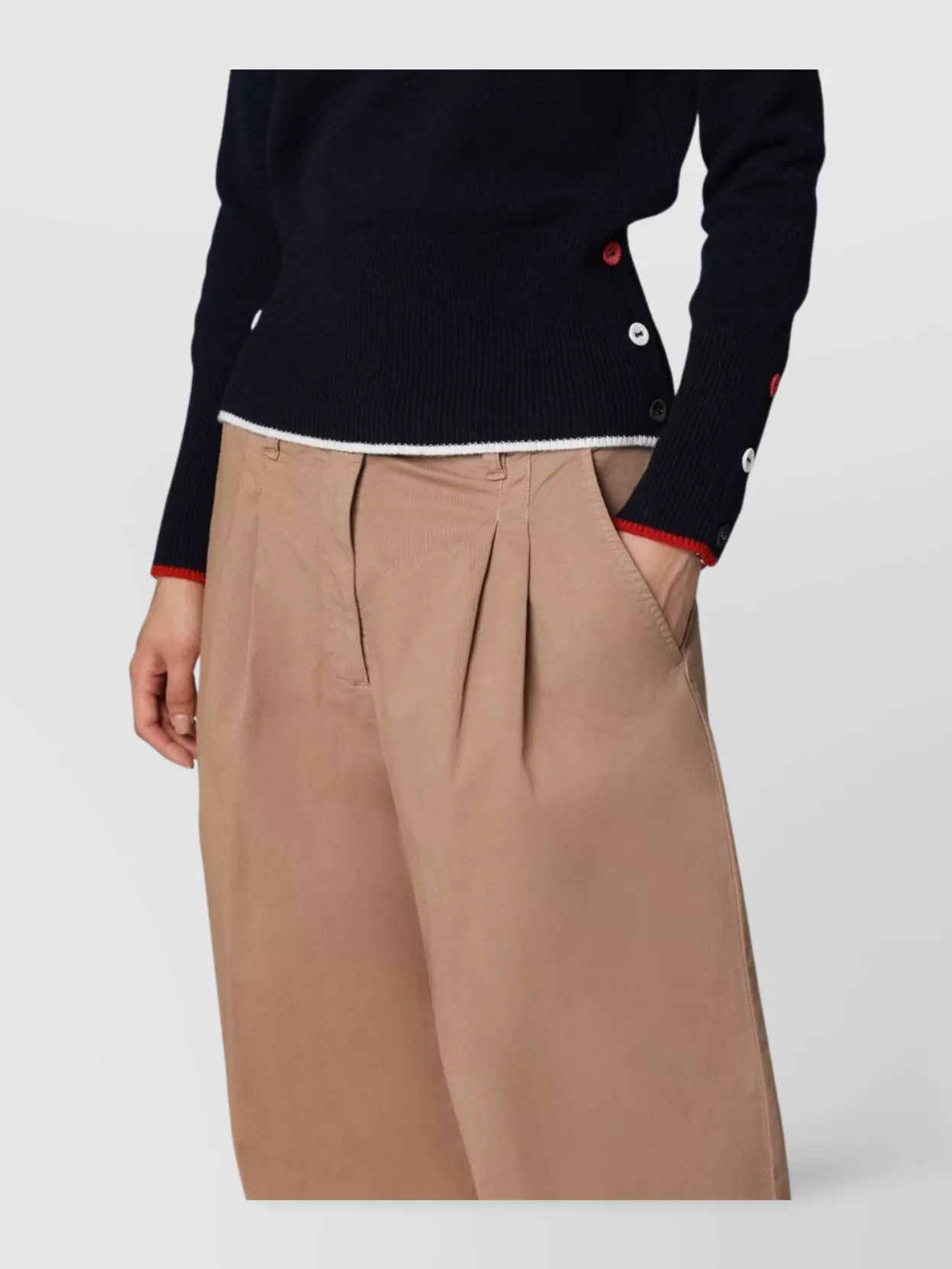 Pinko High Waist Wide-Leg Cotton Trousers