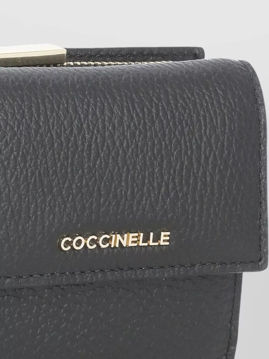 Coccinelle Leather Wallet Foldable Design Rear Pocket Zip
