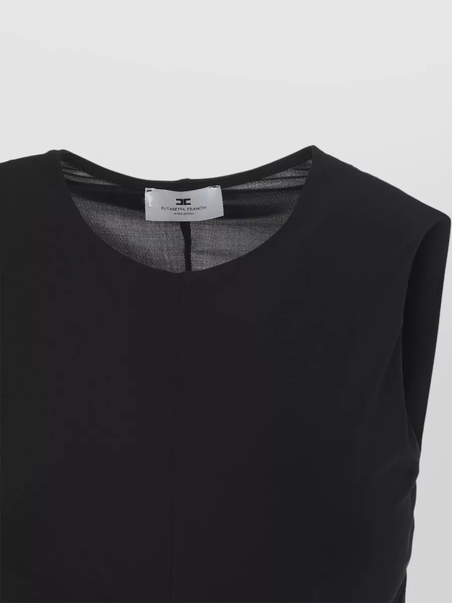 Elisabetta Franchi Sleeveless Top Round Neck Ruched Detail