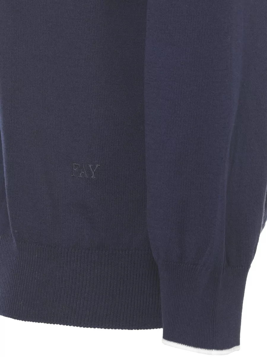 Fay Ribbed Cotton Crewneck Sweater