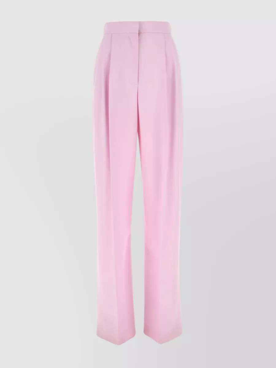 Shop Alexander Mcqueen Tailored High-waisted Wool Trousers With Wide-leg Cut In Pastel