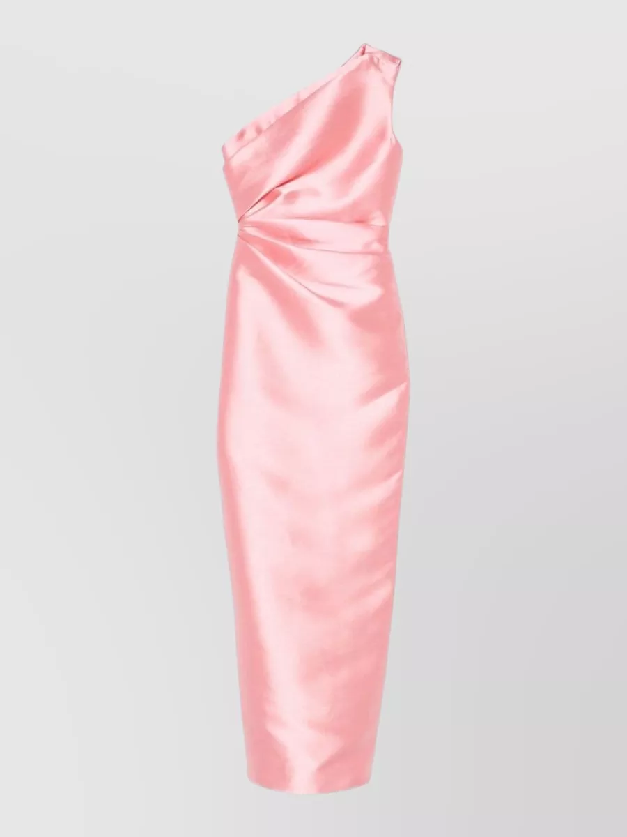 Solace London Polyester One-Shoulder Sleeveless Draped Maxi Dress