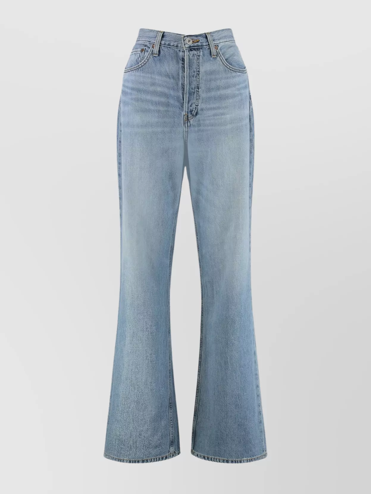 Re/done High Waist Flared Leg Denim Trousers