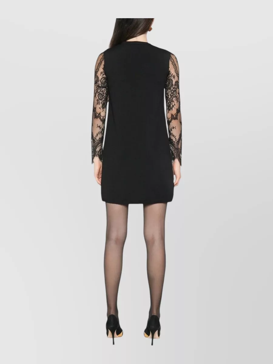 Valentino Garavani Lace-Embroidered Long-Sleeve Mini Dress