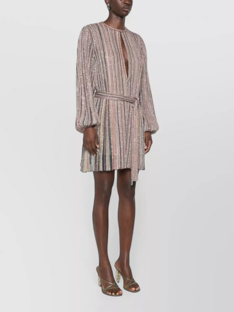 Missoni Metallic Fine-Knit Striped Mini Dress