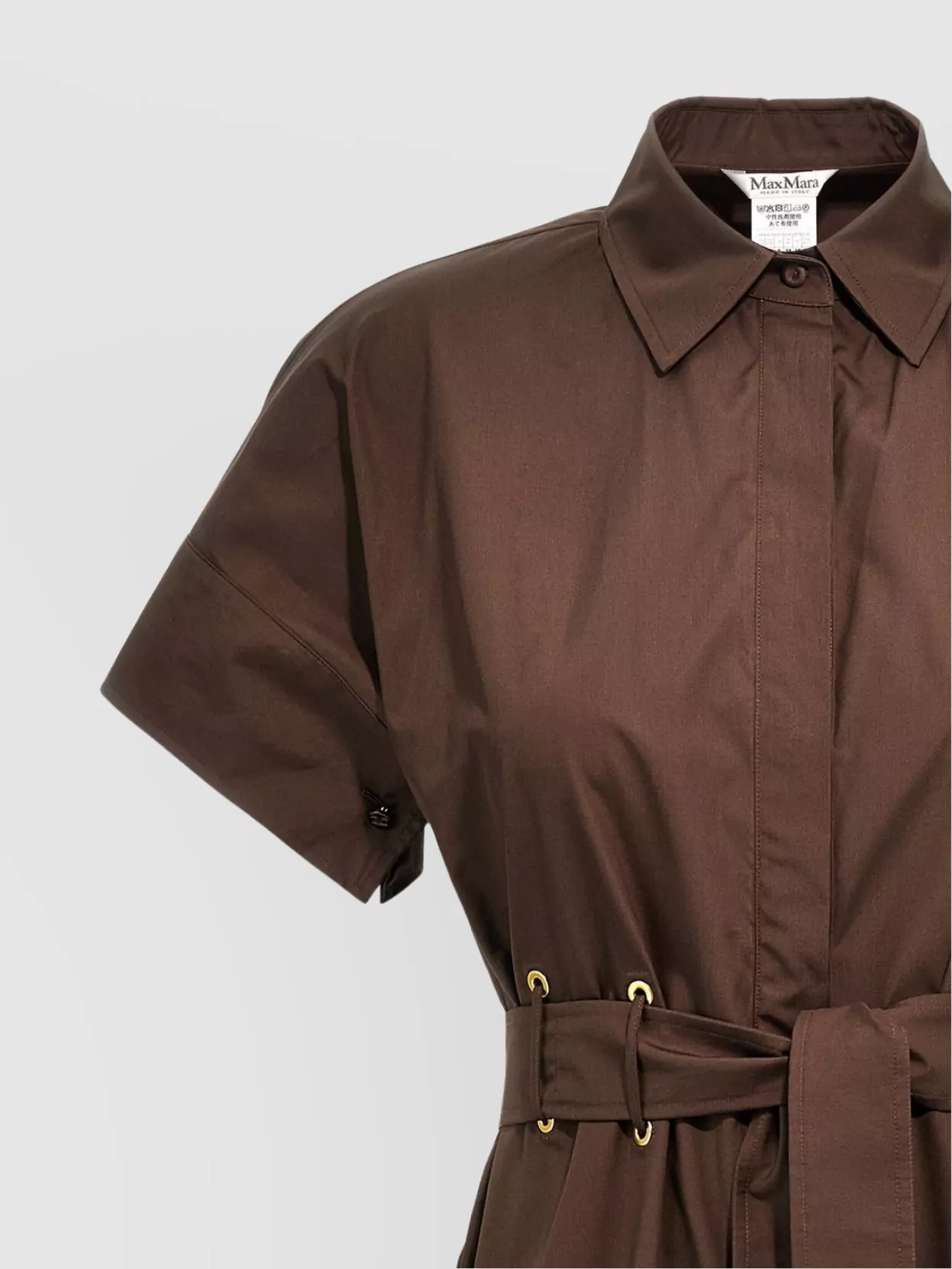 Max Mara Waist Belted Short Sleeve Gathered Skirt Dress