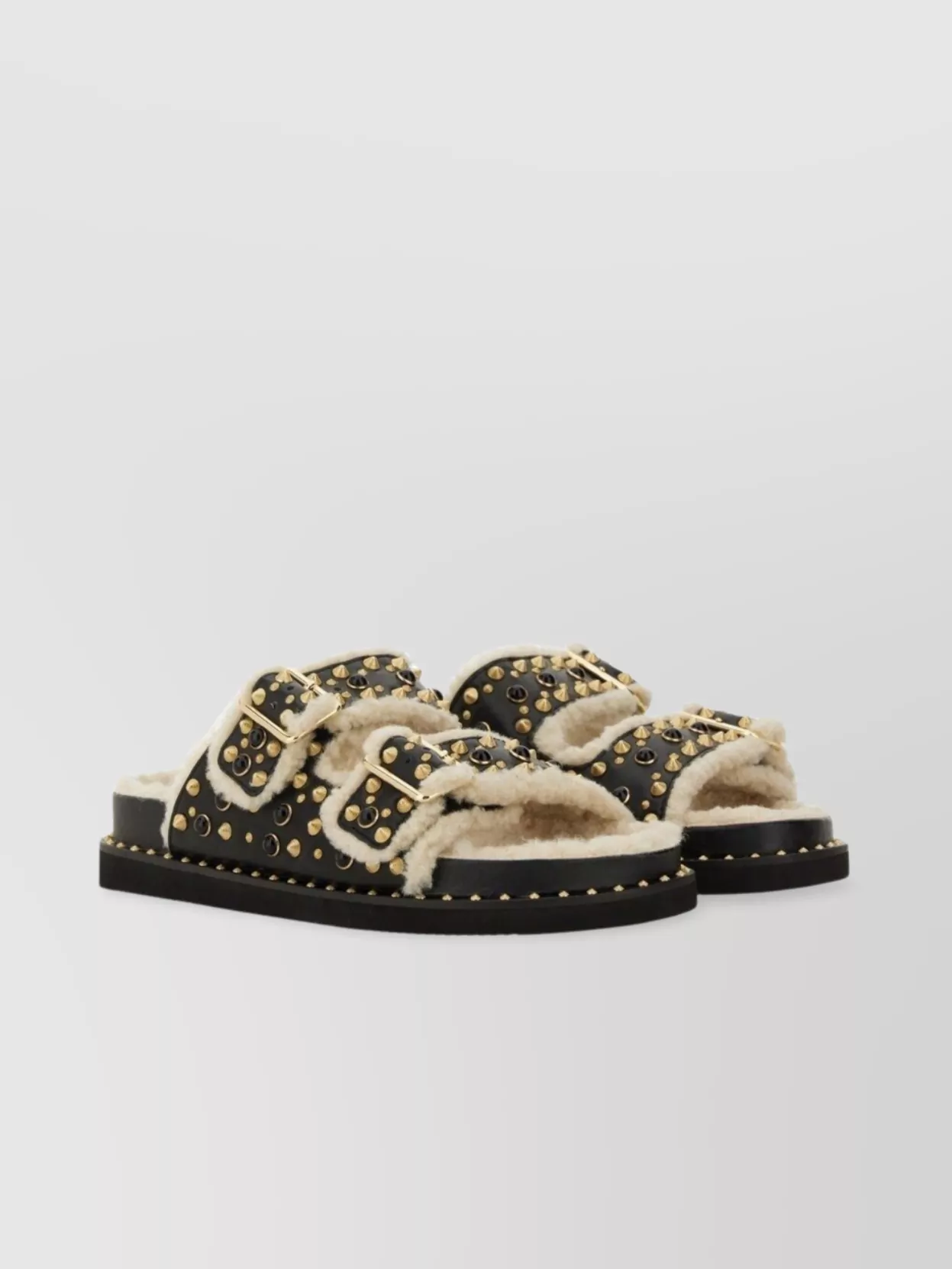 Ash Flat Sole Open Toe Studded Sandals
