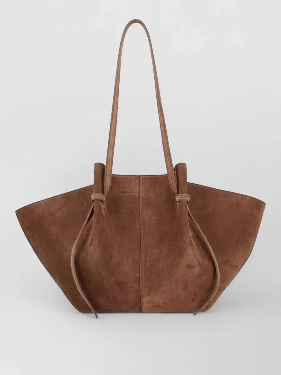 Yuzefi Mochi Shoulder Bag Double Handles Suede In Black